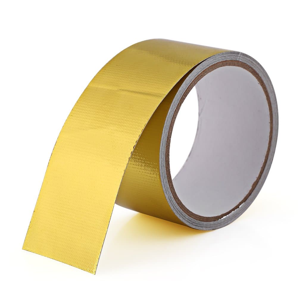 Heat Shield Tape, MAGT Gold Aluminum Foil Self-Adhesive Heat Reflective Waterproof High Temp Heat Tape for Car Intake Pipe and Engine Bay