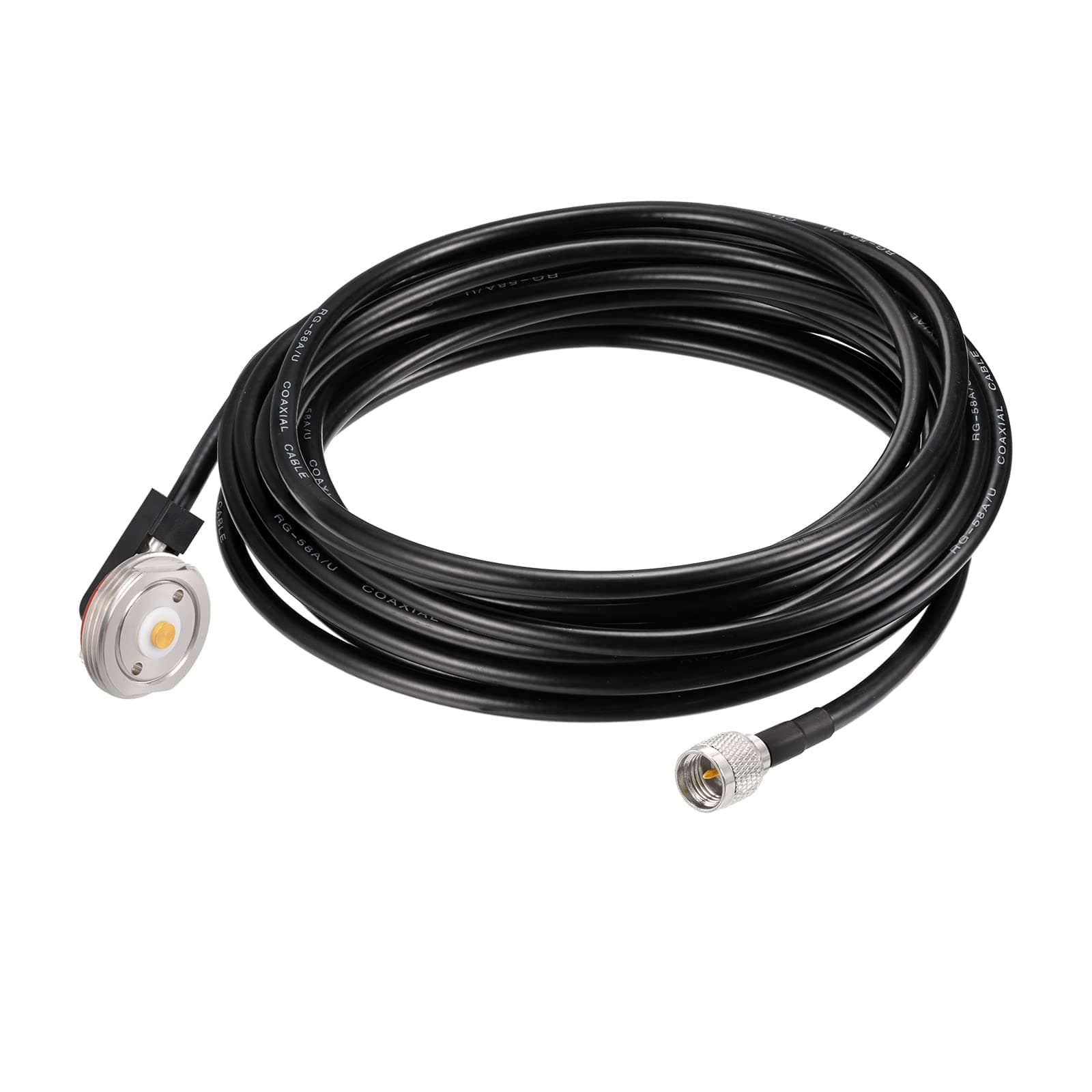 Eightwood NMO 3/4" Mount to Mini-UHF Male Coax Connector Extension Cable RG58 16.4FT for Two-Way CB Radio Antenna