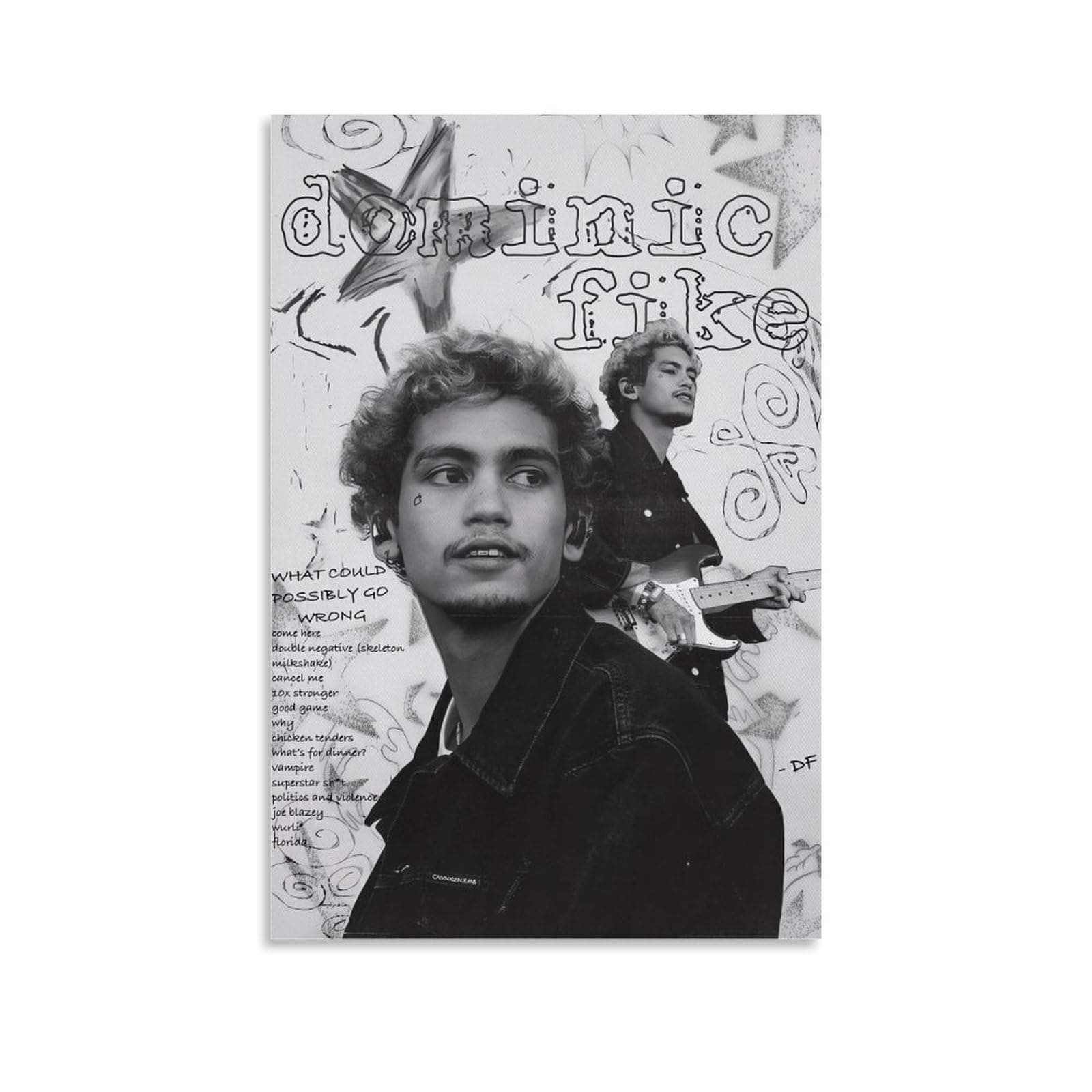 Dominic Fike Music Album Covers Band Poster Singer Posters Canvas Movie Poster Wall Art Posters for Room Posters Band Rapper Posters for Living Room Bedroom Decoration 12x18inch(30x45cm) Unframe-style