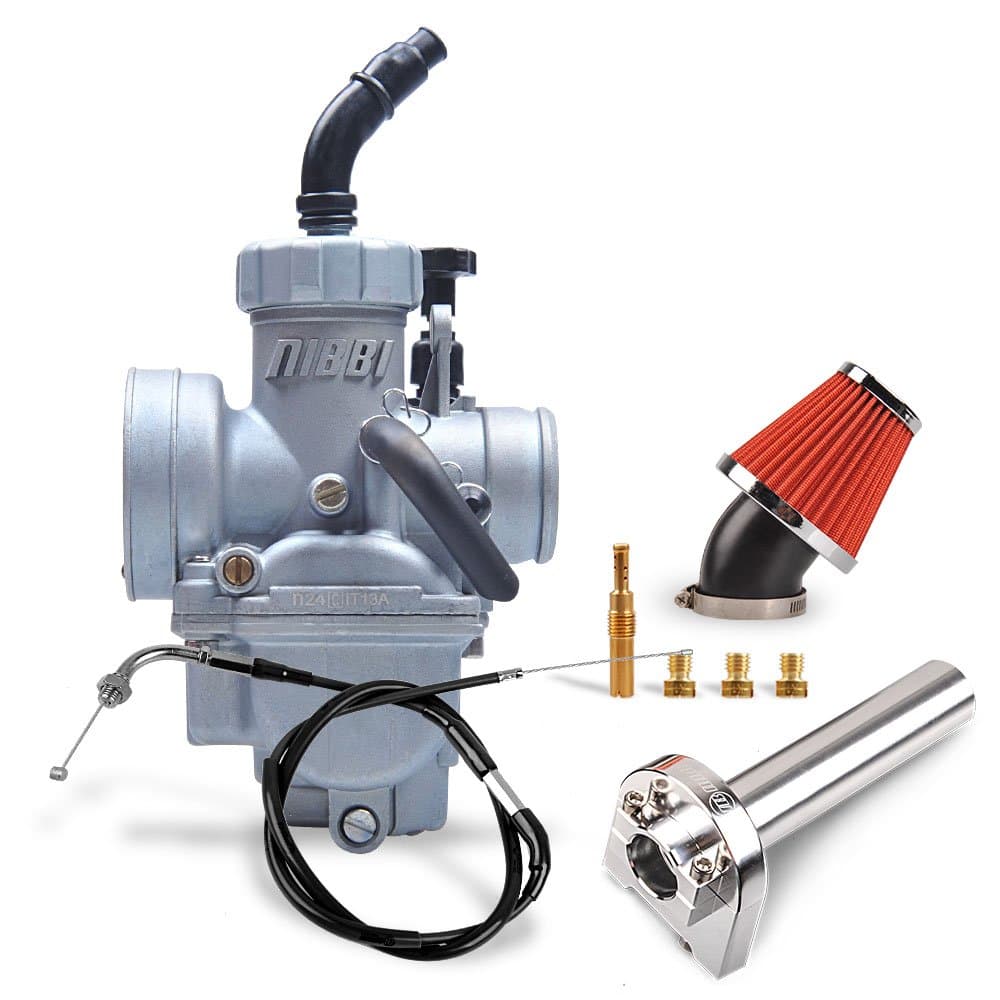 NIBBI 24mm Motorcycle Carburetor 110CC Carburetor Kit PE24mm Carburetor With Carburetor Jet Kit Throttle Cable 95cm Air Filter 42mm Fit 100 110 125 Dirt Bike Mini Bike Pit Bike HONDA YAMAHA