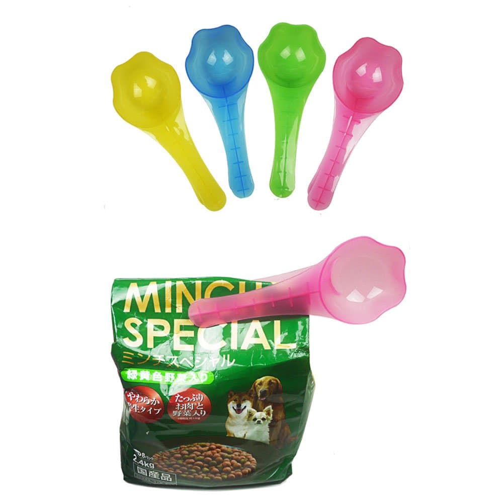 Emours 1/2 Cup 100g Cat Pet Dog Food Scoop Portion Control for Healthy Pets 3 in 1 Food Scoop Measuring Cup Color May Varies ,2Pack