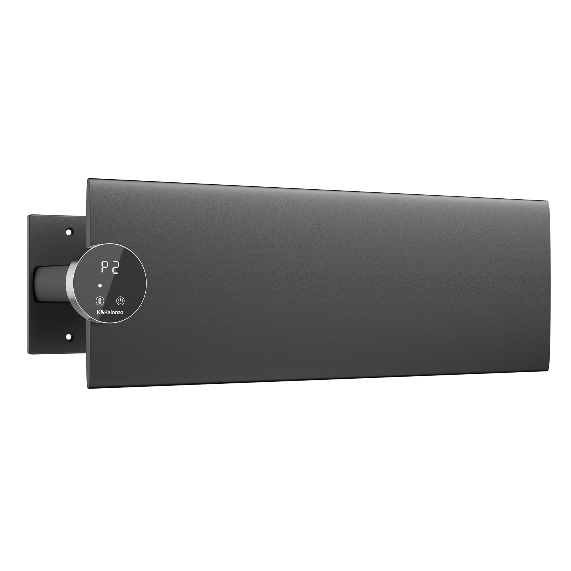 K&KALONZO Electric Towel Warmer, 18.8" W x 4.8" H Wall-Mounted Towel Heater with Built-in Timer, Waterproof Aluminum Towel Warmer for Bathroom, Support Plug-in and Hardwired, Black, K1-L-B