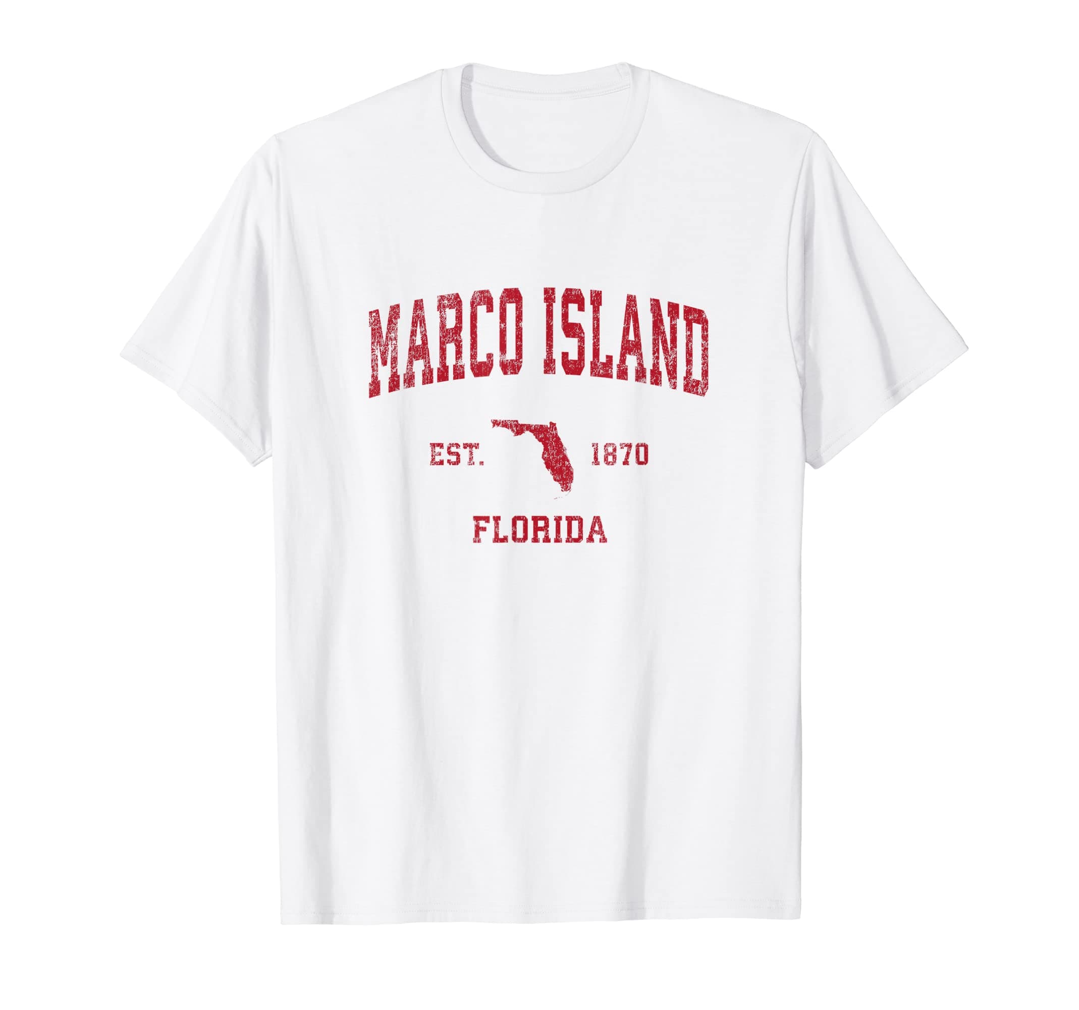 Marco Island Florida FL Retro T-Shirts & GiftsMarco Island Florida FL Vintage Sports Design Red Print T-Shirt