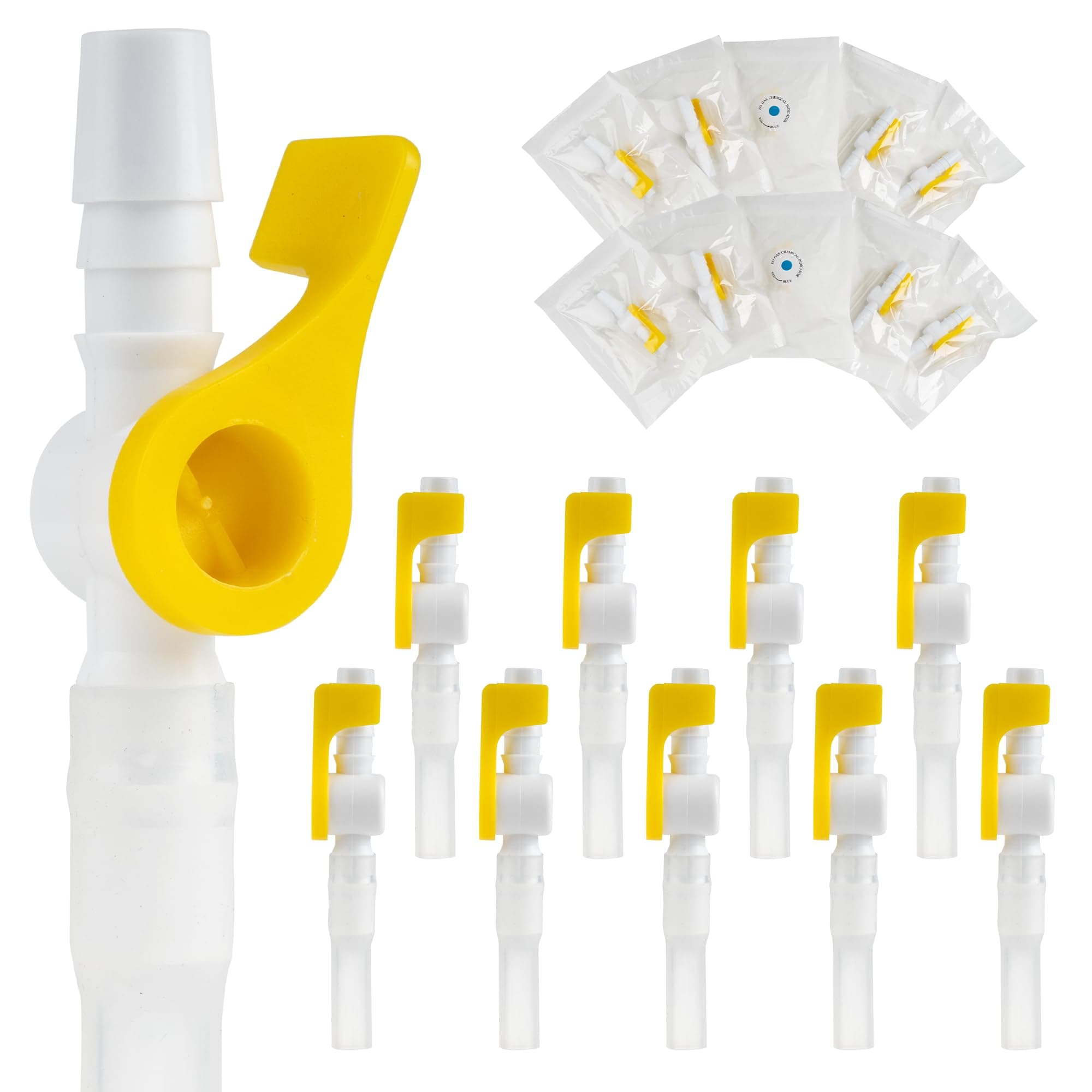 10 Pcs Ximter Comfort Flow Catheter Valves - Sterile, Easy to Use Lever Tap, Smooth Edges, and Tubing for Optimal Urine Drainage Comfort (10 Pack)