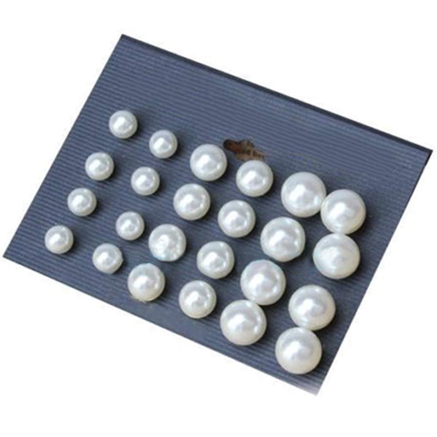 Pendant Elegant XHX Necklaces, 12 Pairs Artificial White Pearl Simple Fashion Earrings, Jewelry &Ornaments for Women Girls