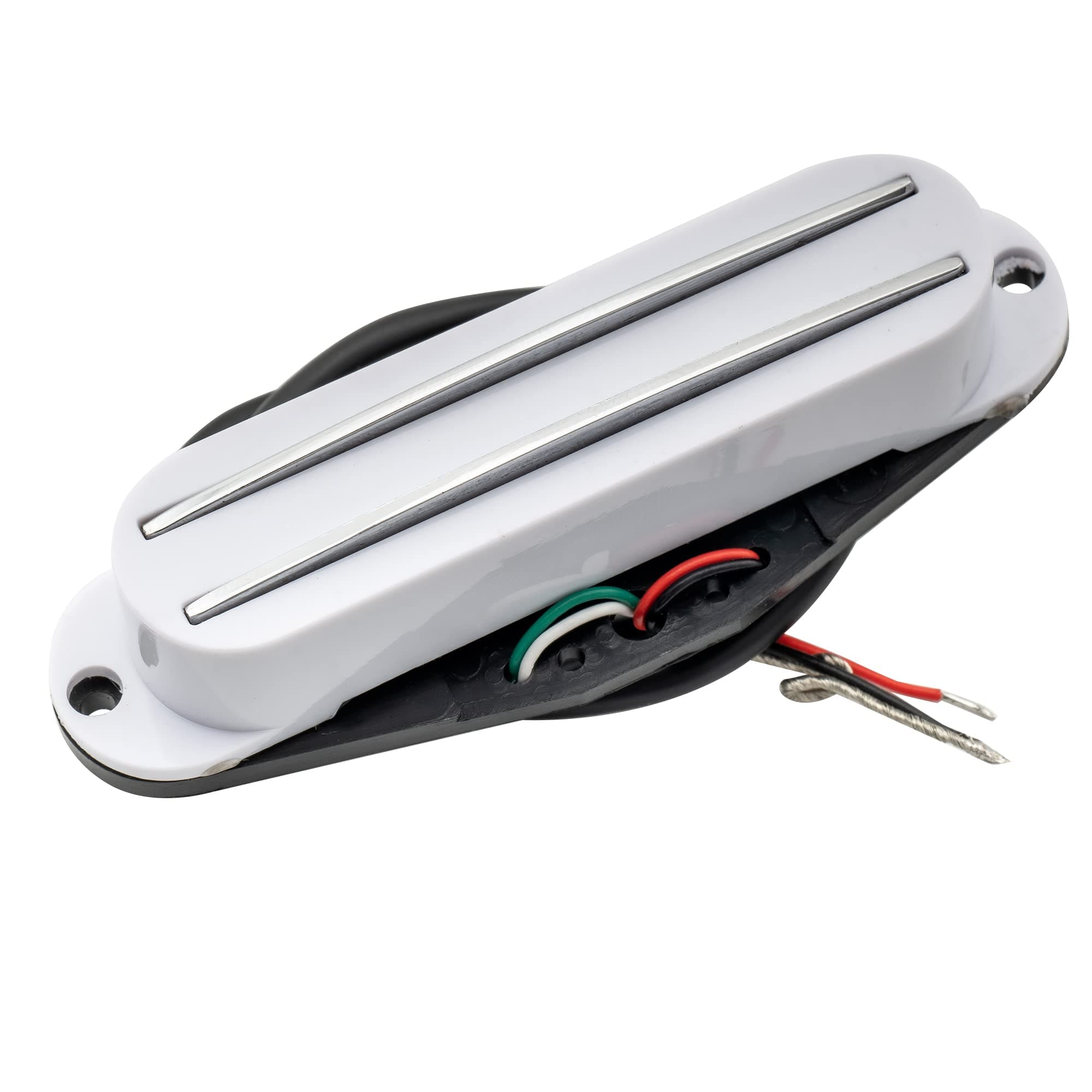 Dual Hot Rail High Output Guitar Single Coil Sized Humbucker Pickups for Fender Squier Strat, White