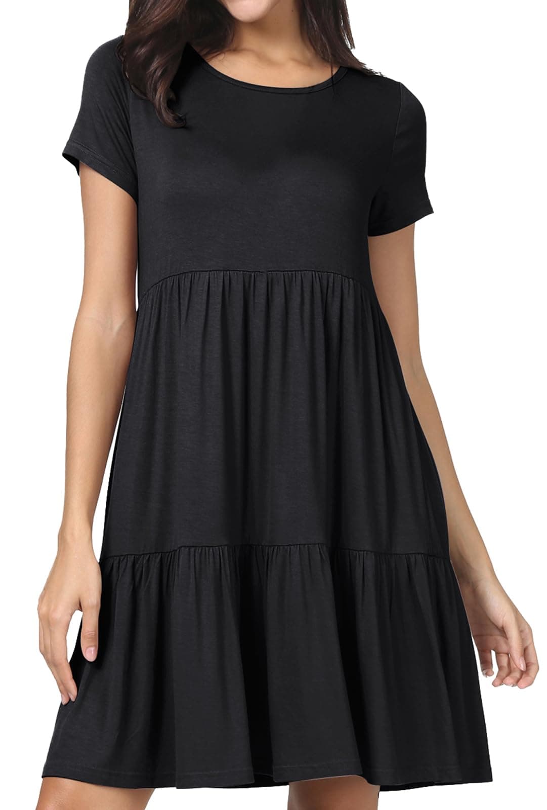 levaca Womens Summer Casual Dresses Beach Coverup Loose Short Sleeve T Shirt Dress 2025 Midi Outfit Sundress