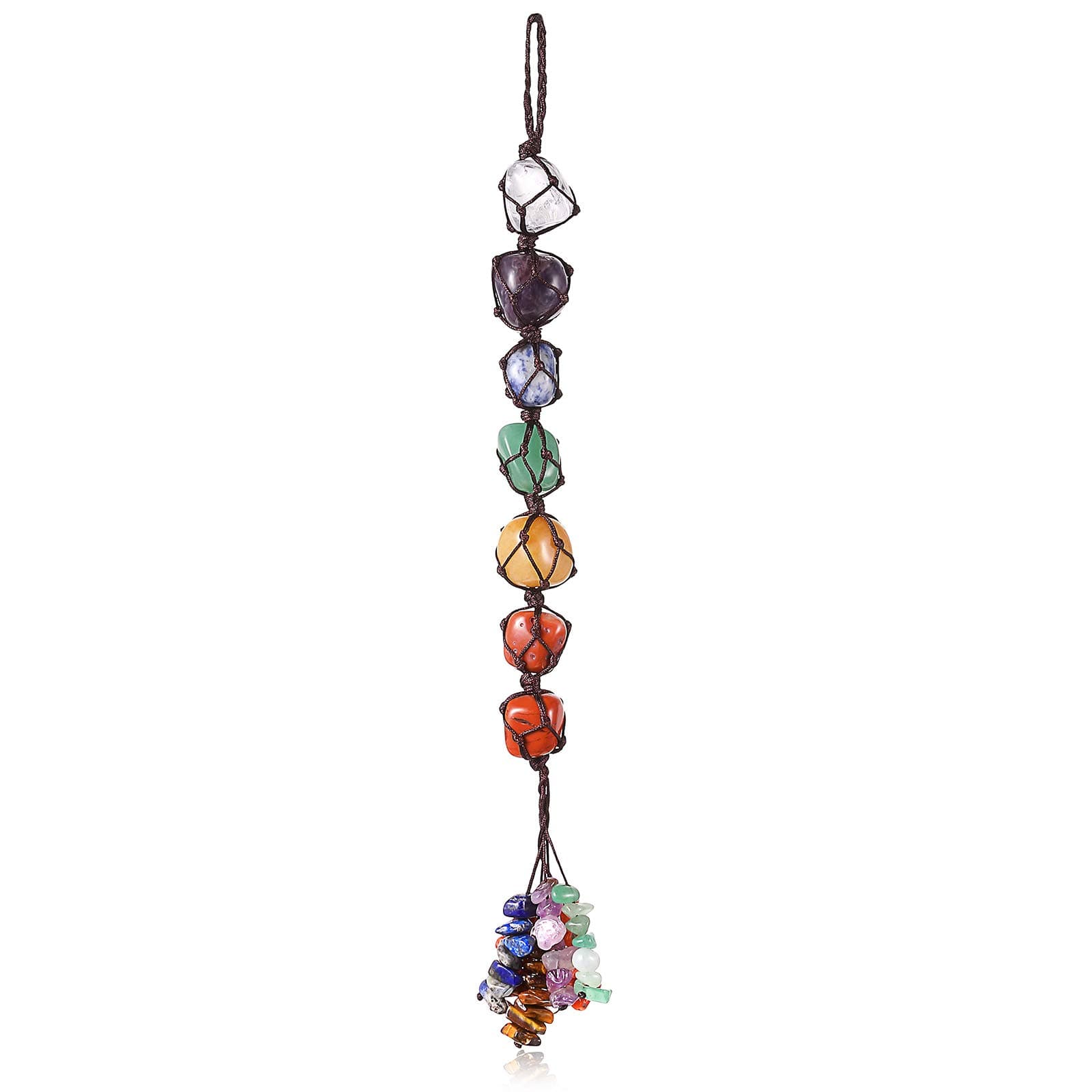 Syhood 7 Chakra Gemstones Crystal Healing Hanging Ornament, Good Luck Indoor Home Wall Decoration, Feng Shui Ornament, Car Window Decoration, Christmas Trees Ornament (1)
