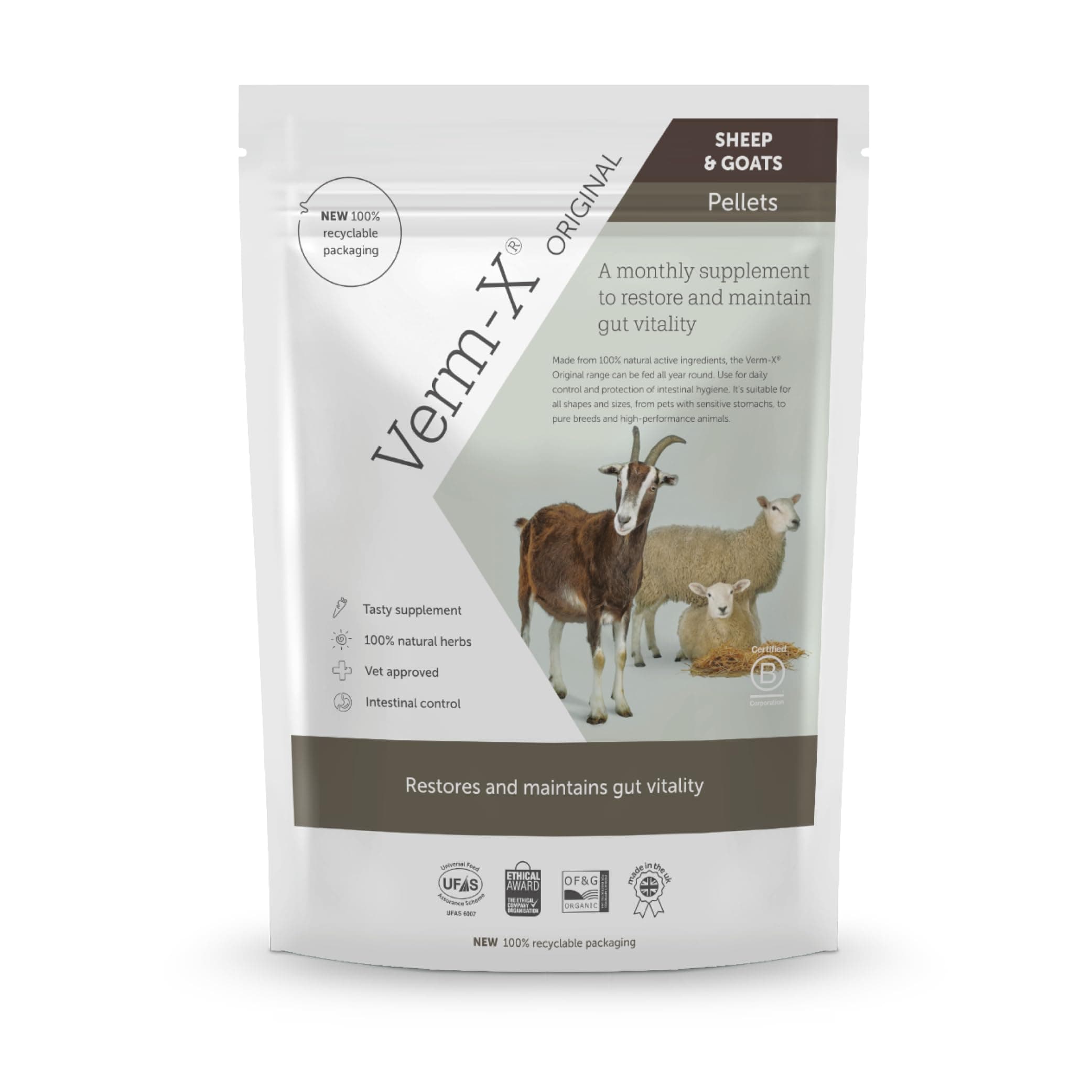 Verm-X Original All Natural Pellets for Sheep and Goats. Approved for Use on Organic Farms. Supports Intestinal Hygiene. Vet Approved. Maintains Gut Vitality. Wormwood Free Recipe.