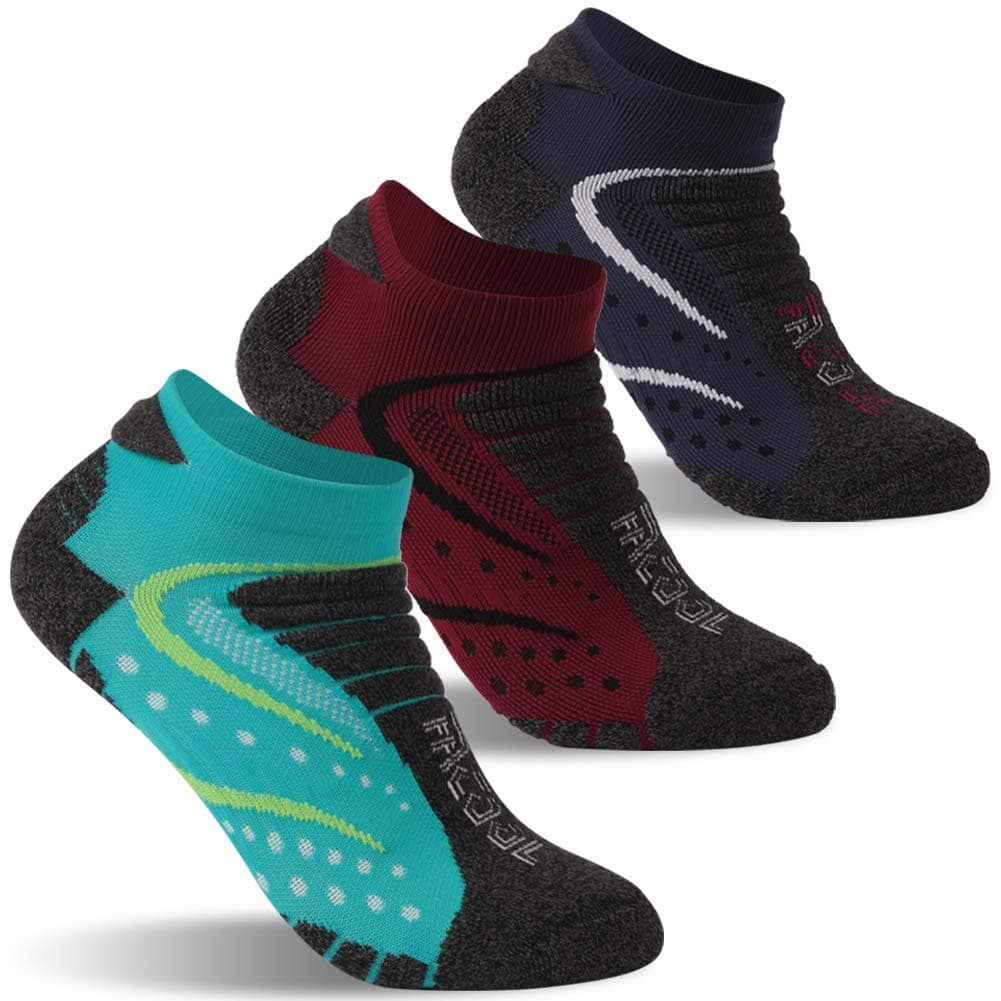 Facool Running Hiking Walking Socks, Women's Men's Moisture Wicking Athletic Cushion Ankle Socks 3/6 Pairs