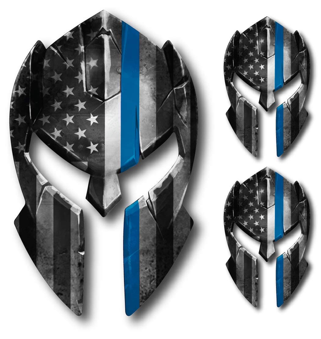 XCYOO S.L Thin Blue Line Molon Labe Spartan Helmet Gladiator Decal Come and Take it Police Fallen Officer Yeti Truck Car Van Window Vinyl Sticker