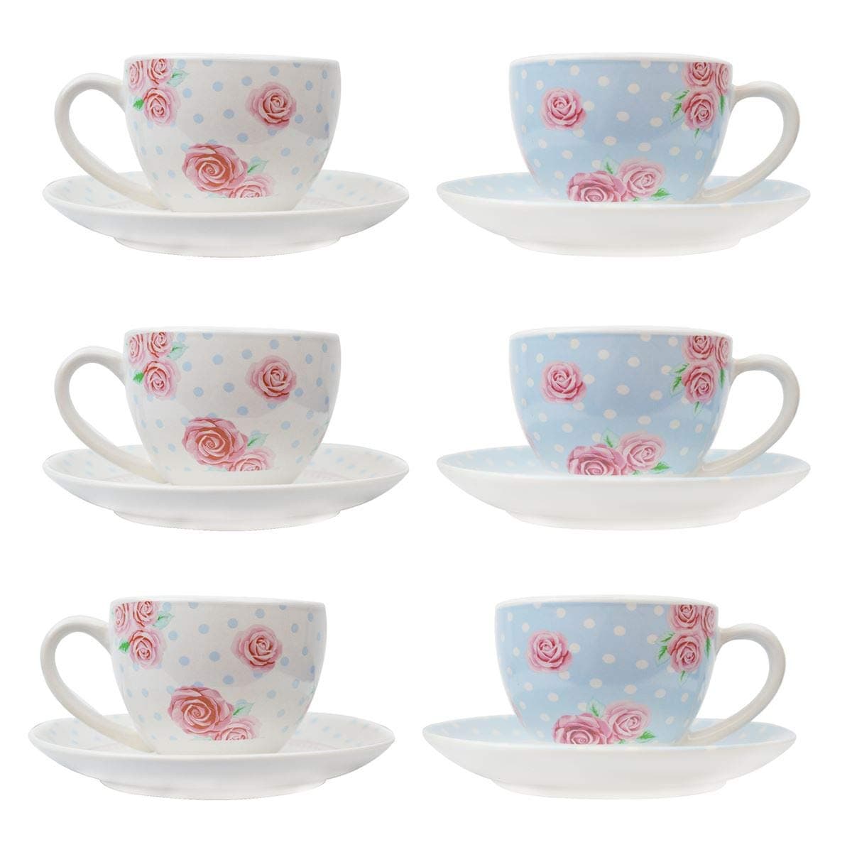 High Tea Cup & Saucer Set of 6 Party Tableware Porcelain Plate Coffee Afternoon