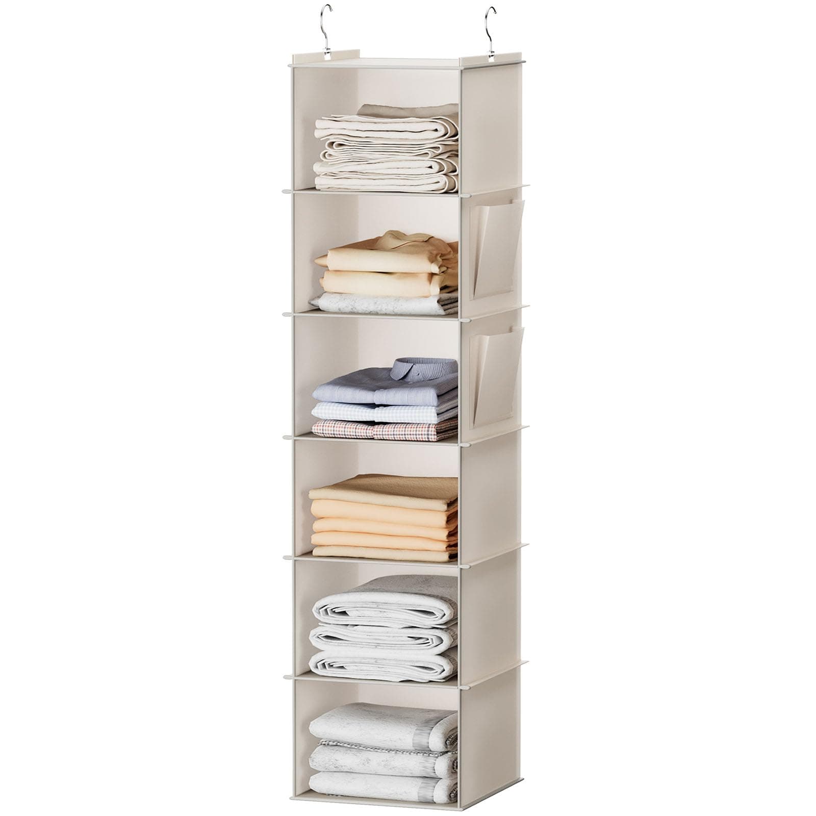 YOUDENOVA 6-Shelf Hanging Closet Organizer Beige