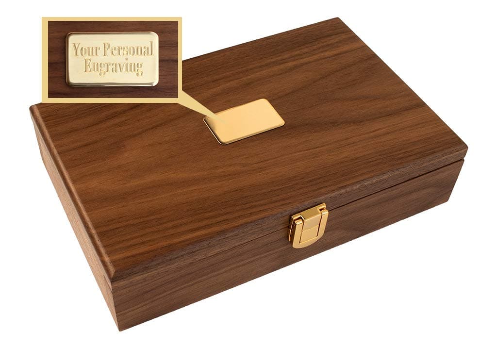 Alex Cramer Company Club 52 Luxury Domino Set with Black Walnut Case - Professional Tournament Set - 28 Indestructible Double-Six Dominoes (Personalized Brass Plate)