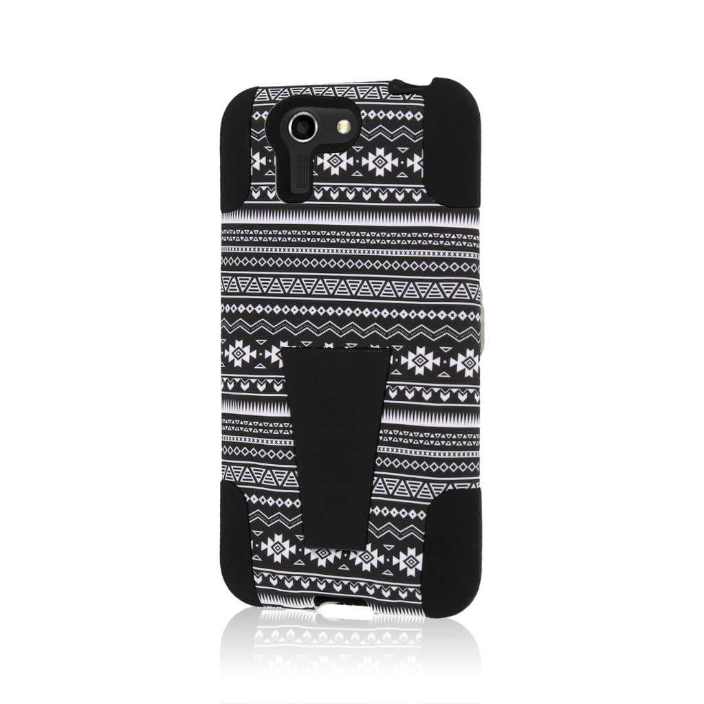 Asus PadFone X Case, MPERO Impact X Series Dual Layered Tough Durable Shock Absorbing Silicone Polycarbonate Hybrid Kickstand Case for PadFone X [Perfect Fit & Precise Port Cut Outs] - Black Aztec