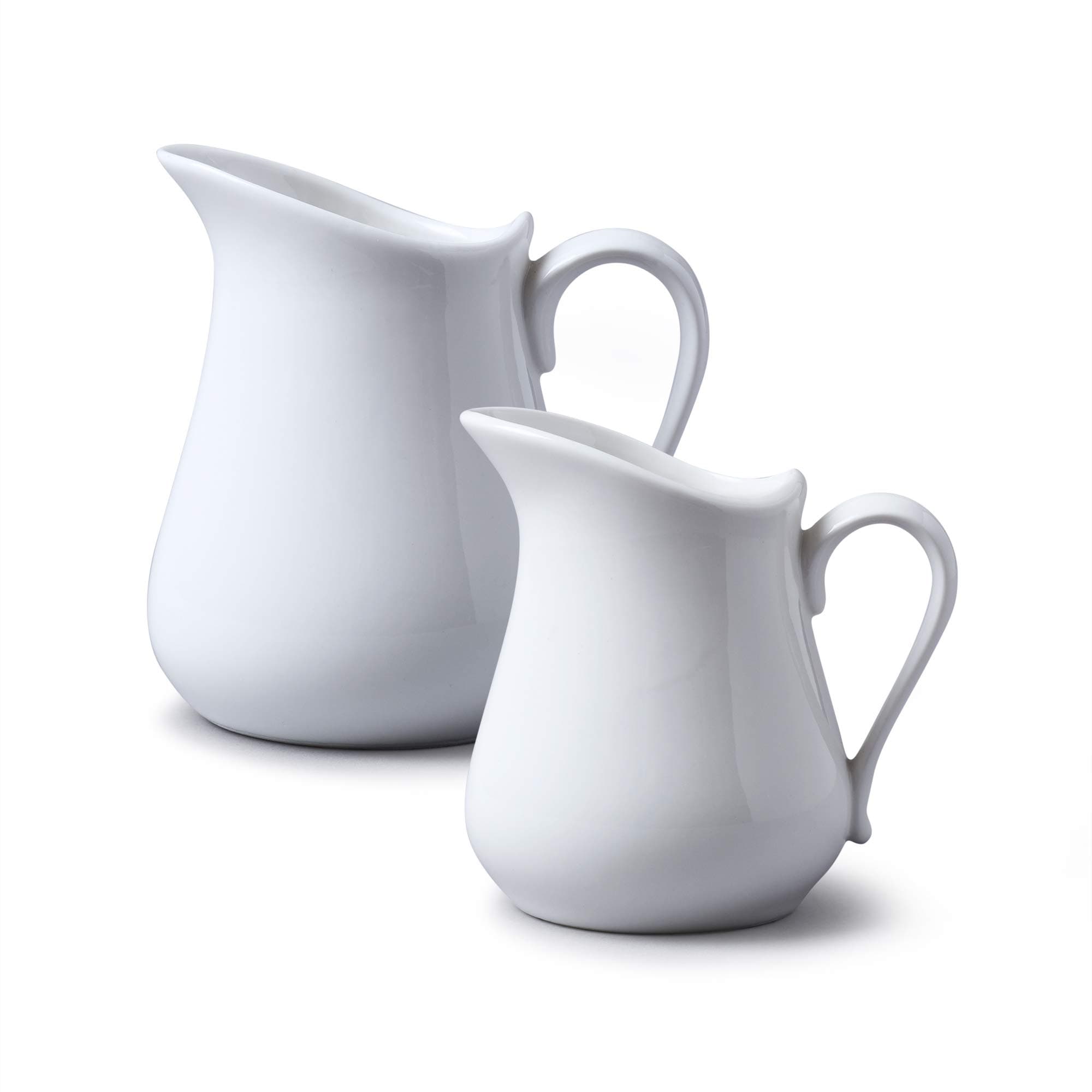 Wm Bartleet & Sons, Porcelain Set of 2 Traditional Jugs (450 ml, 3/4 pint) - (300 ml, ½ pint) - White