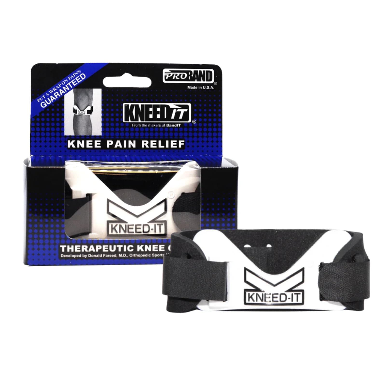 PROBAND - KneedIT - Compression Band for Knee Pain Relief - Helps Relieve Pain & Swelling - For Arthritis, Tendinitis, Osteoarthritis, Runner’s Knee, Jumper's Knee & More - Latex-Free