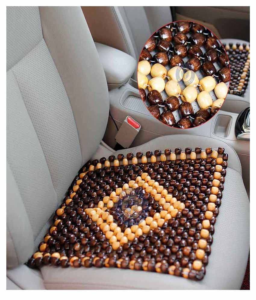 OnWheel FurnishMyAuto car Bead seat Wooden Cushion Cover pad for Acupressure Sitting in Brown Color