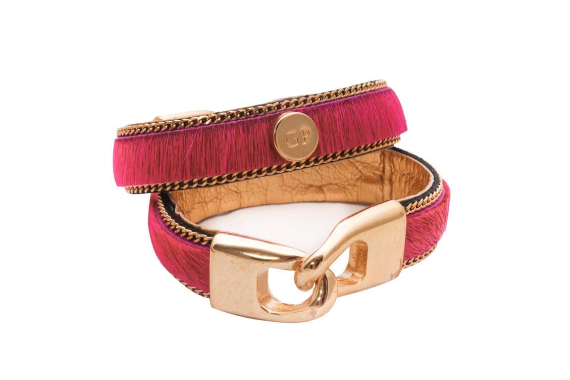 Handcrafted Leather and Horse Hair Bracelet - Vibrant Colors with Golden Clasp 0.6 x 6.7 in