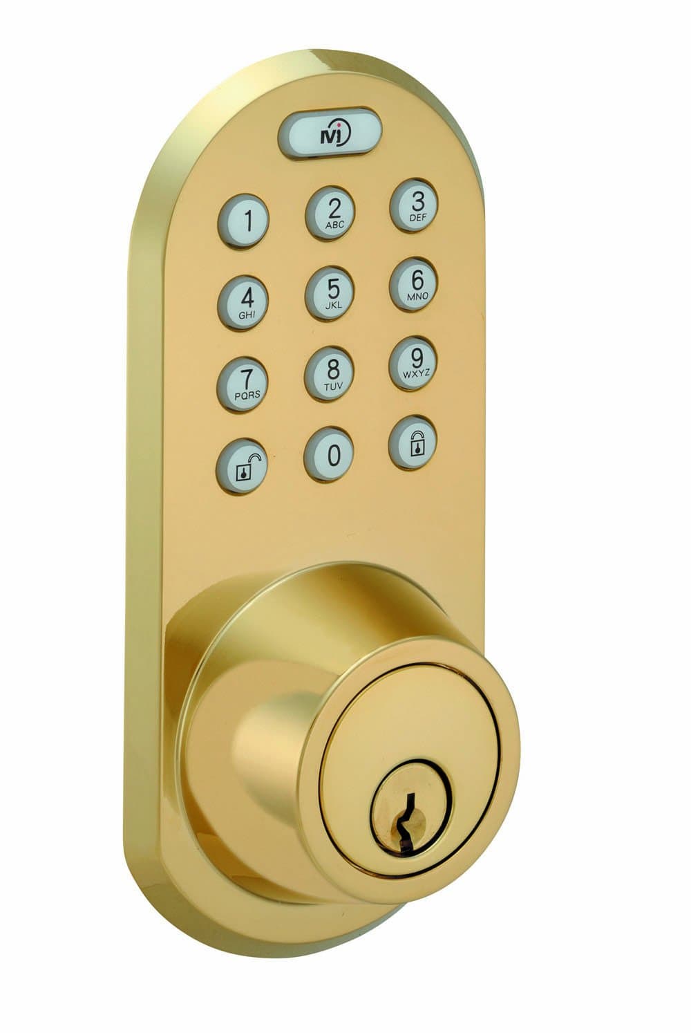 QF-01P 3-in-1 Remote Control & Touchpad Dead Bolt, Polished Brass, Keypad, Key Lock, Keyless, Alarm