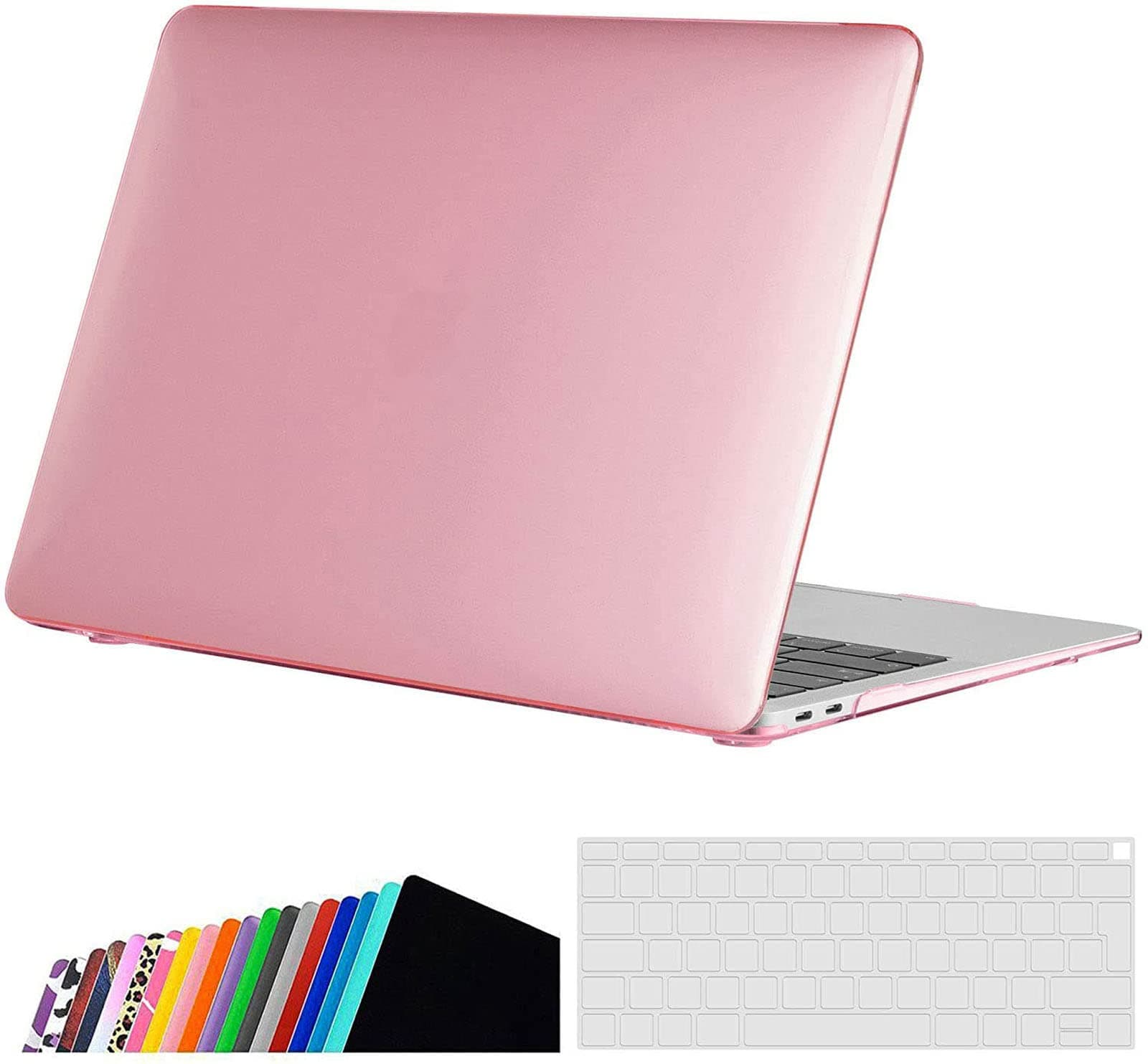 iNeseon Case Cover Compatible with MacBook Air 13 inch A2337(M1)/A2179/A1932,Slim Hard Shell Case + Keyboard Cover for MacBook Air 13 with Touch ID Released 2018-2021, Crystal Pink
