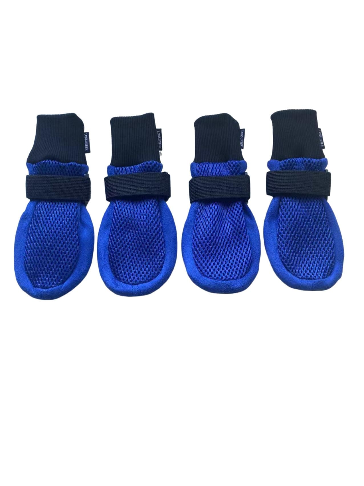 Dog Shoes Soft and Lightweight, Dog Booties with Breathability Fabric, Dog Boots for Spring Summer and Fall Set of 4 Size Large Color Blue