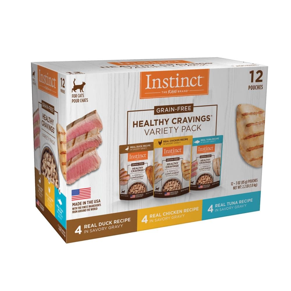 Instinct Healthy Cravings Natural Wet Cat Food Topper, Grain Free Recipe - Variety Pack, 3 oz. Pouches (Pack of 12)