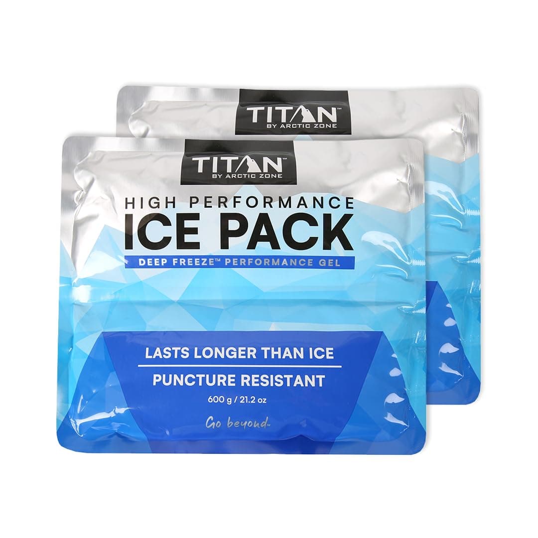 Arctic Zone Titan Deep Freeze High Performance Ice Pack for Lunch Box or Cooler, Set of 2 - 600 grams each, (5-88600-00-1E)