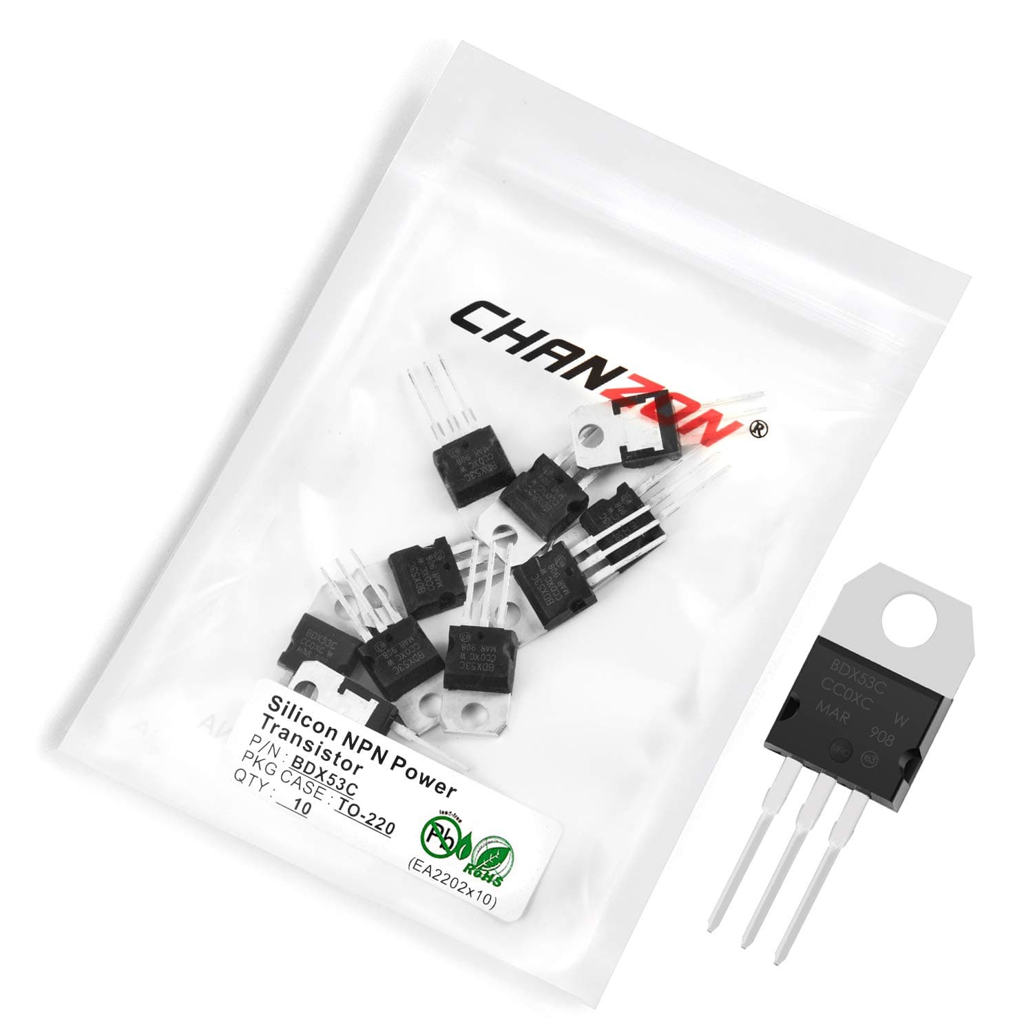 CHANZONBDX53C TO-220C Darlington Transistor, NPN Power Bipolar Junction Transistor, High Power Handling Capacity (Pack of 10pcs) Five Point