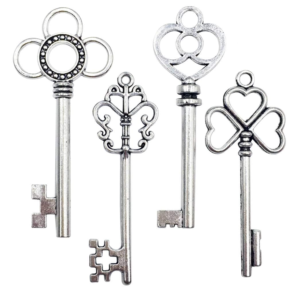 BALABALA 40PCS Antique Vintage Skeleton Key Charm Steampunk for Crafts, Party Favors, Gifts Decoration (4 Different Style x 10)