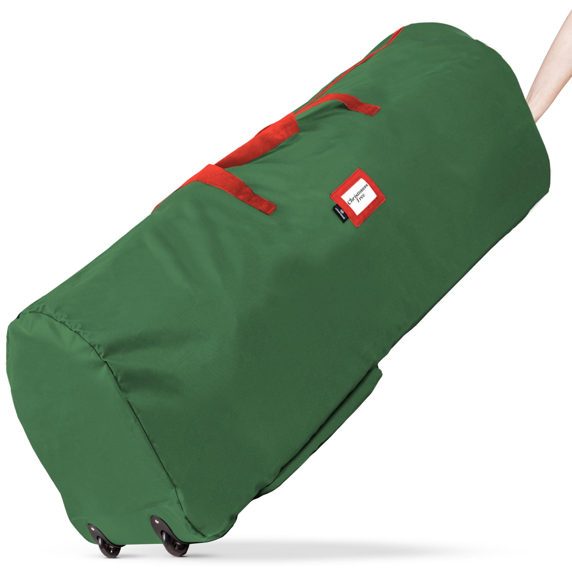 Rolling Tree Storage Bag - Storage for 9-Foot Artificial Christmas Holiday Tree. Zippered Bag, Carry Handles and Wheels for Easy Transport. Protects Against Dust, Insects, and Moisture. (GREEN)