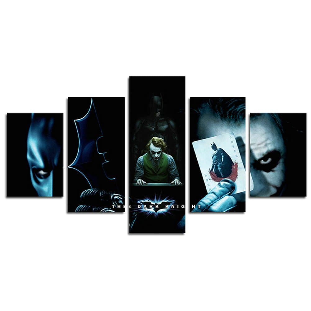 Leyrus 5 Piece Batman and Clown Dark Knight painting for living room home decor Canvas art wall poster (No Frame) Unframed HM71 The Perfect Choice for Home Decor and Wall Decor size: 50 inch x30 inch