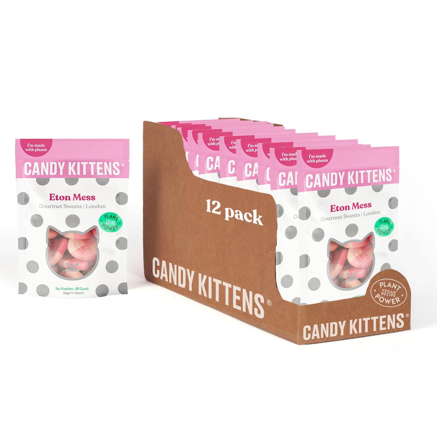 Vegan Sweets - Gluten-Free - Natural Fruit Flavour Candy - Gummy Chewy Gourmet Sweets - Eton Mess, 54g (Pack of 12) …