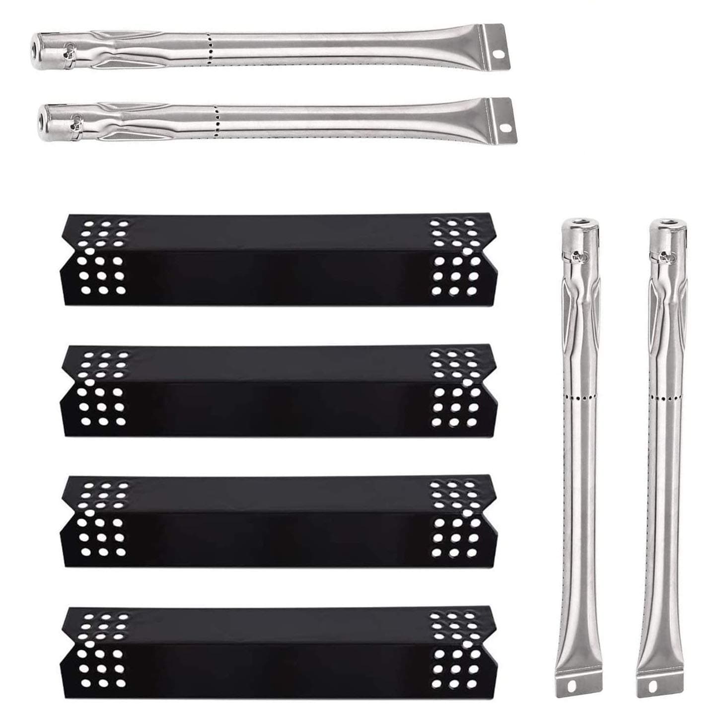 Replacement Parts for Grill Master 720-0697 BBQ Grill, Burners and Heat Plates Replacement for Grillmaster 720-0697, 4-Pack Replacement Porcelain Steel Heat Plates Heat Deflectors and Burner Tubes