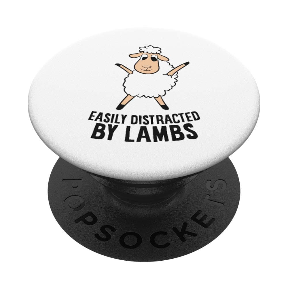 PopSockets Cute Lambs Easily Distracted By Lambs Funny Lamb Love Sheep PopSockets Swappable PopGrip