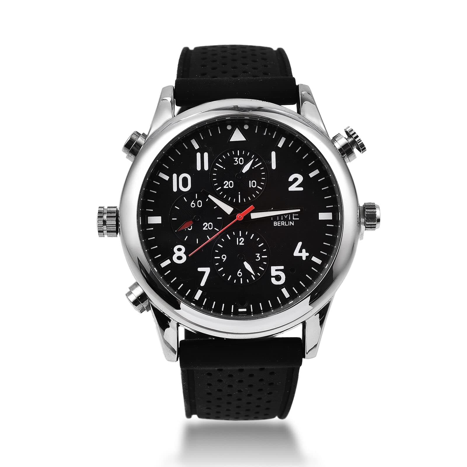 TJC Time Berlin Camera Watch - Wrist Watch with Camera and Microphone 4GB Internal Memory in Stainless Steel - Black Strap