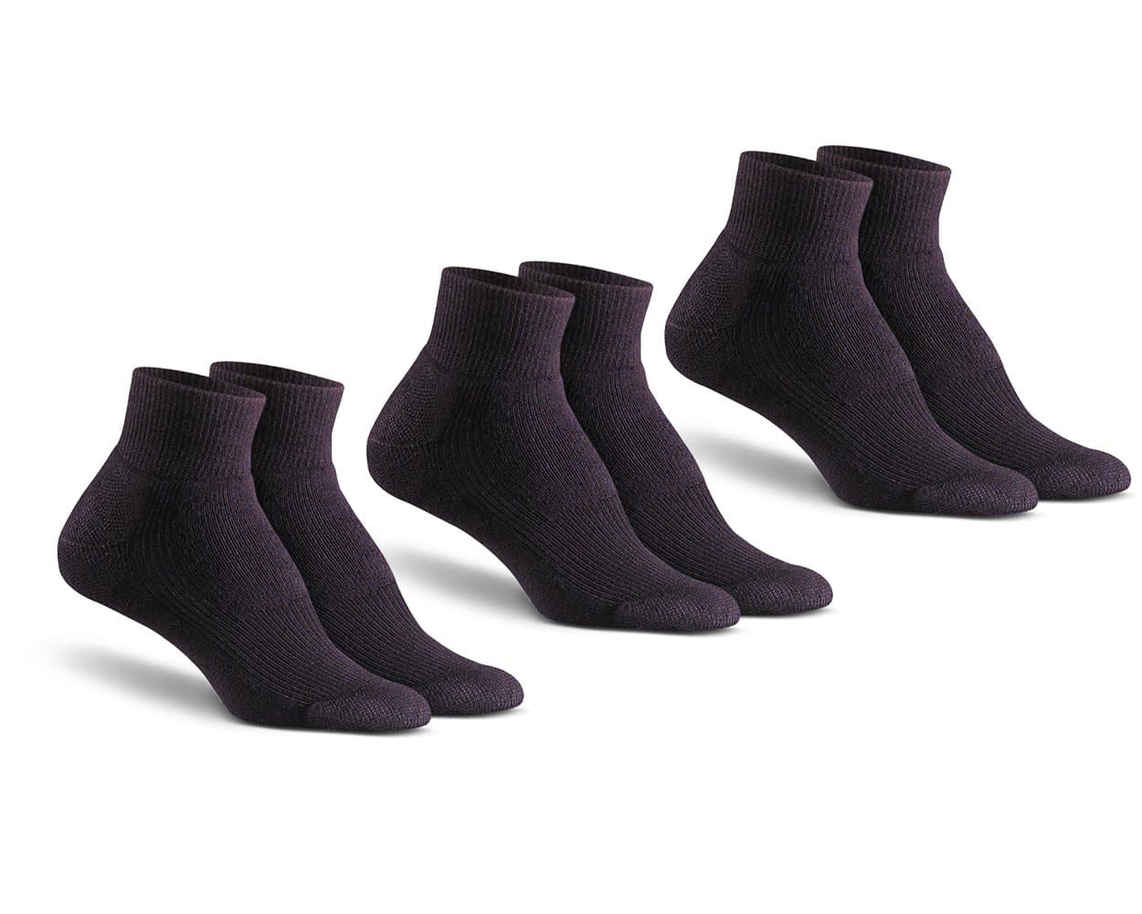 Fox River Mills Women's 3 Pack Wick Dry Walker Lightweight Quarter Sock (Black, Large)
