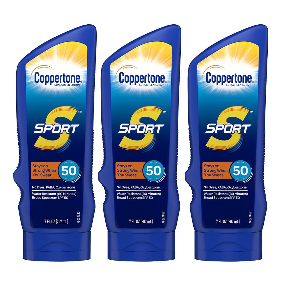Coppertone SPORT Sunscreen Lotion Broad Spectrum SPF 50 Multipack (7-Fluid Ounce Bottle, Pack of 3)