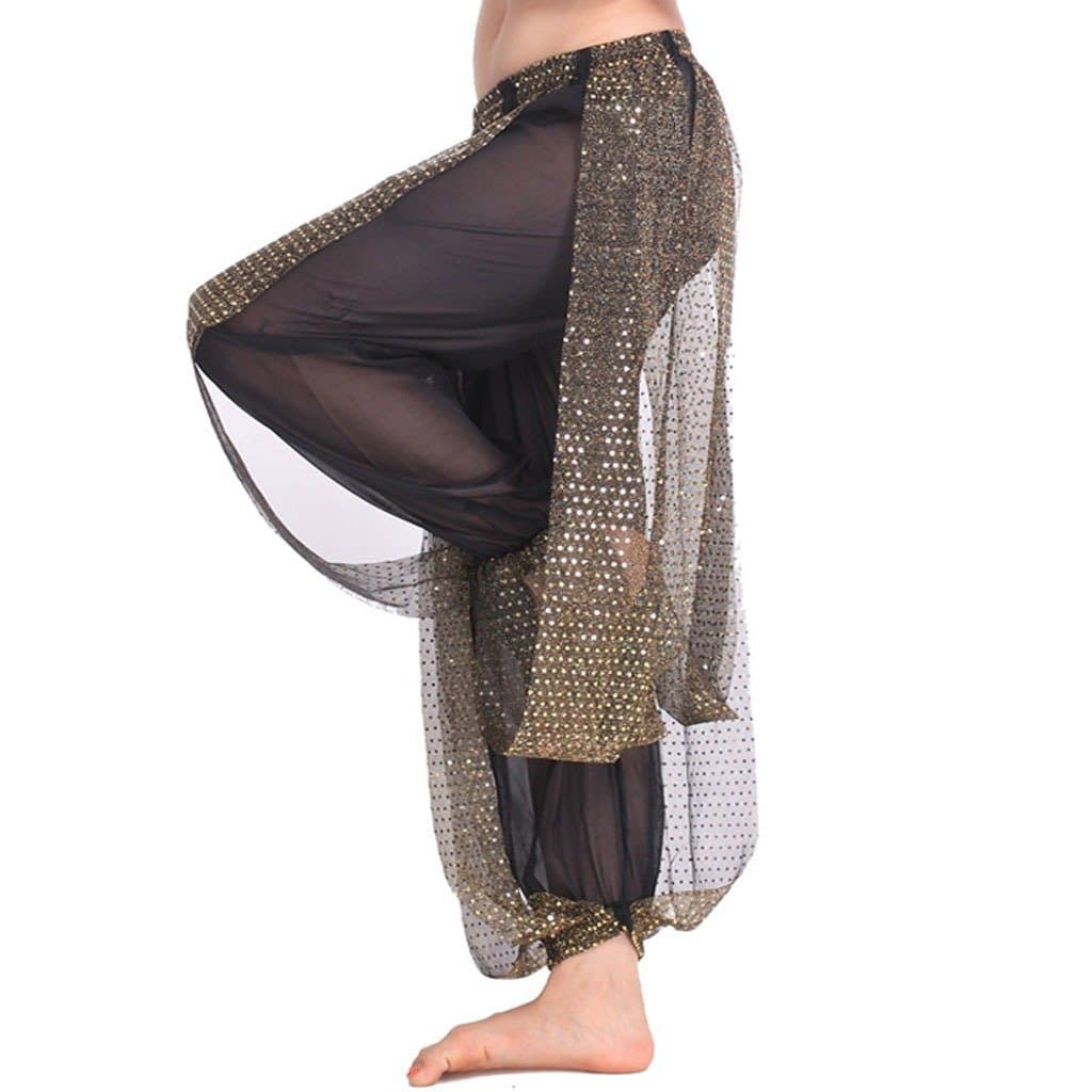 Belly Dance Harem Pants, Sequin Shiny Harem Yoga Pants India Arab Dance Bloomer Trouser