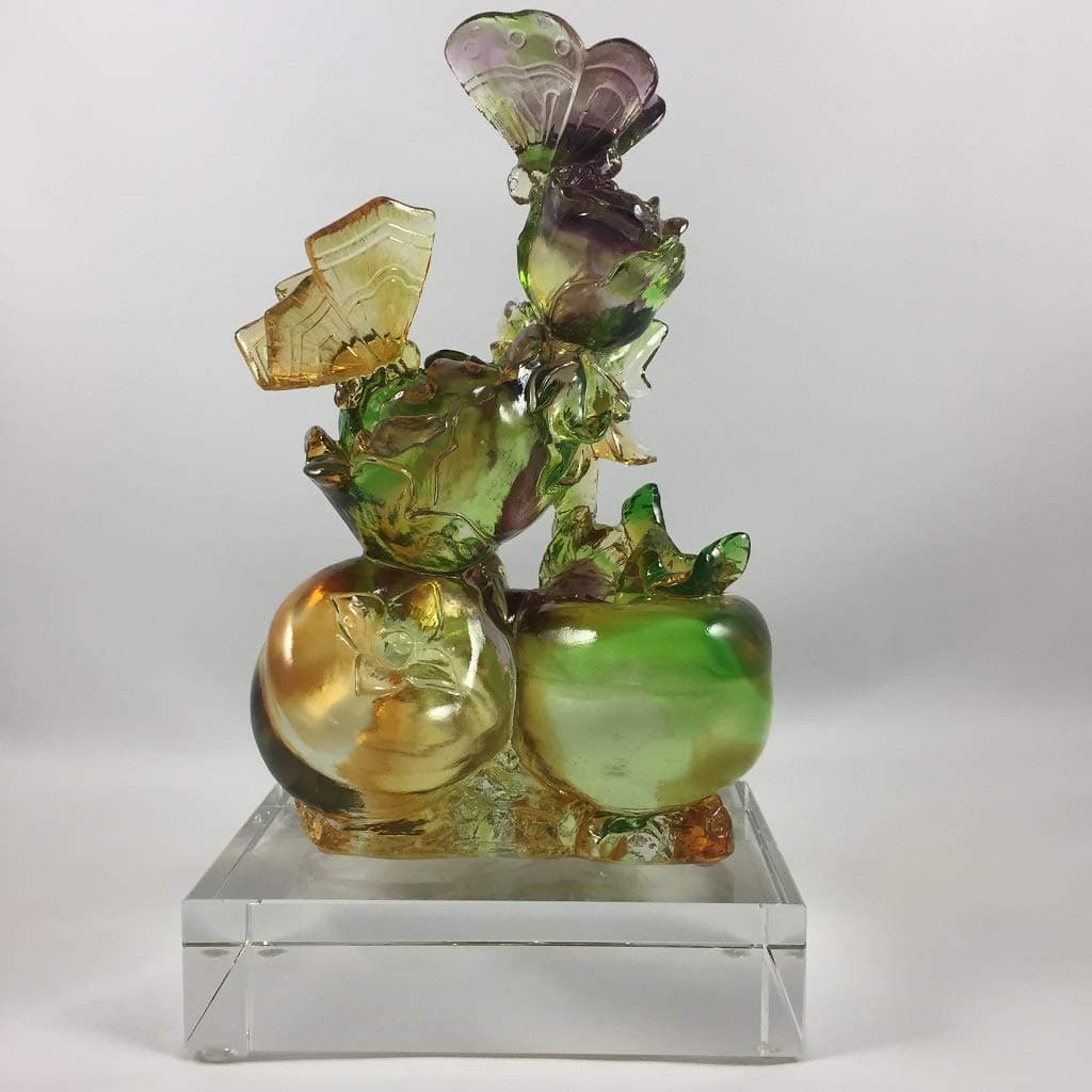 Amore Jewell Butterfly Pair, Colored Glaze Glass (Liuli Crystal Glass)