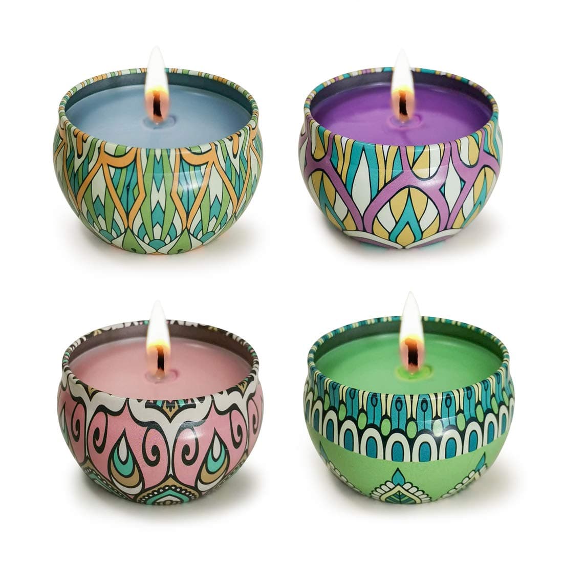 La roskey Scented Candles Gift Set - Jasmine, Rose, Vanilla and White Tea, Candle Soy Wax for Stress Relief and Aromatherapy, Candles(4 - Pack)