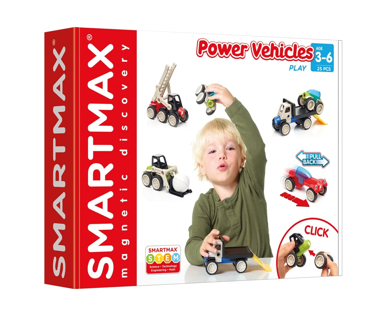 SMARTMAX - Power Vehicles, Magnetic Discovery Play Set, 25 pieces, 3+ Years