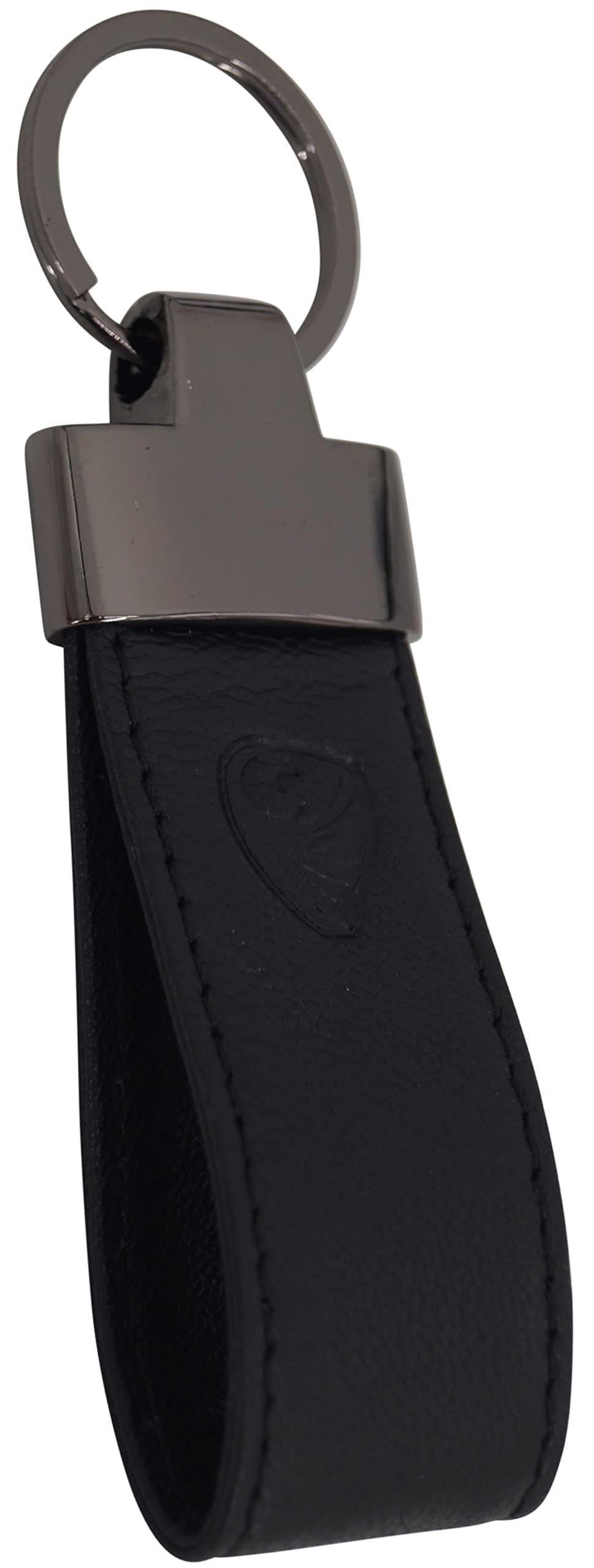 – Black Leather Keyring, black, One size