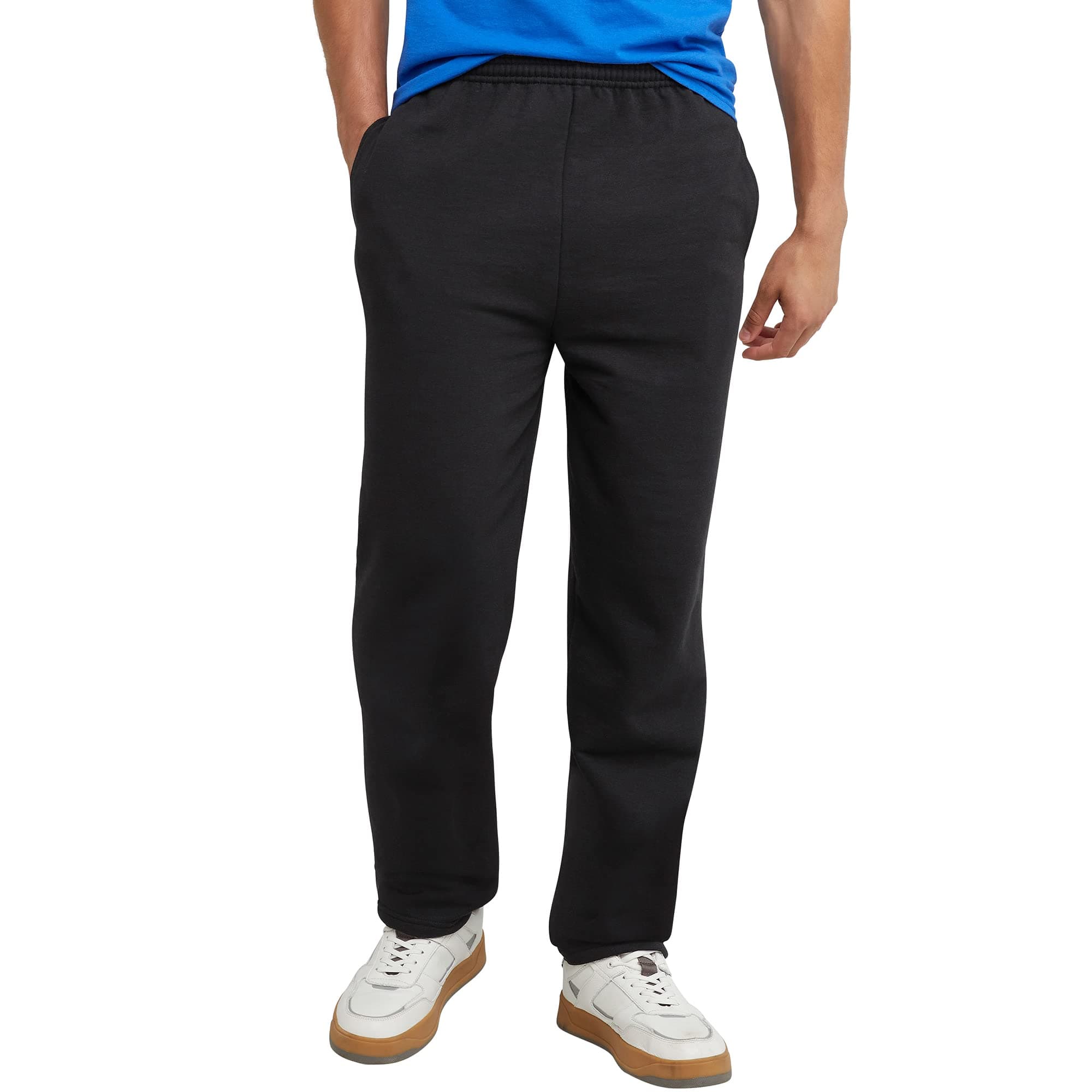 Men's EcoSmart Sweatpants, Athletic Lounge Pants with Pockets, Open Hem Bottom, Fleece Pants