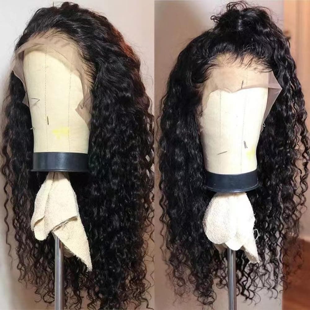 13 * 4 Inch Water Curly Wave Lace Front Wigs for Women Natural Curly Wave Hairline with Baby Hair Synthetic Loose Curly Lace Front Wigs Pre Pluced Wig Heat Resistant Fiber Glueless Deep Curly Wigs