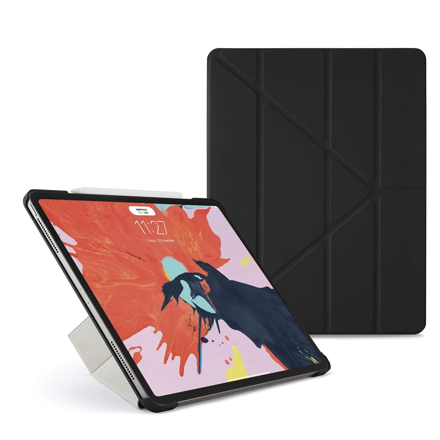 Pipetto Origami iPad Case Pro 12.9" (2018) with 5 in 1 stand & auto sleep / wake function Black