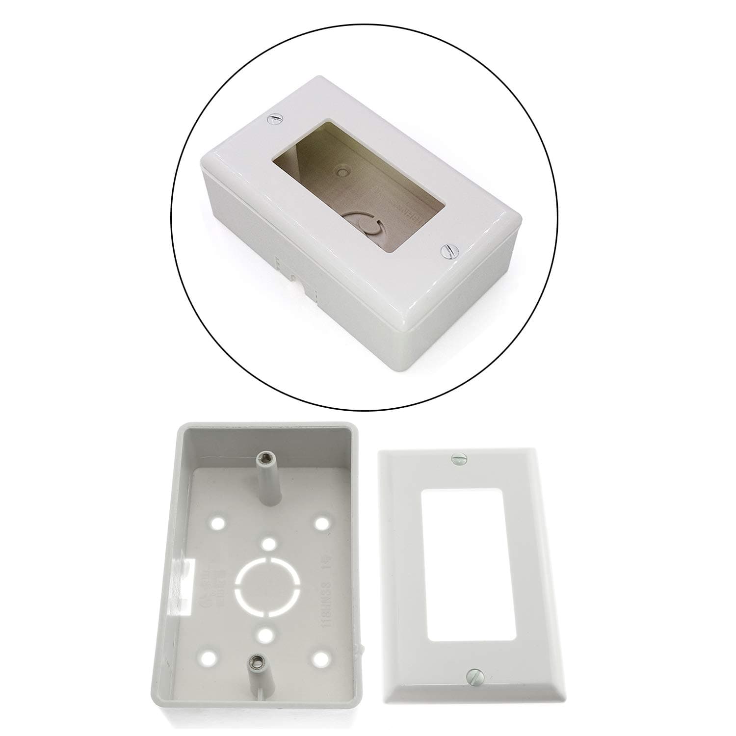 1-Pack Surface Mounted Switch Socket Backbox with Single Gang Mount Panel