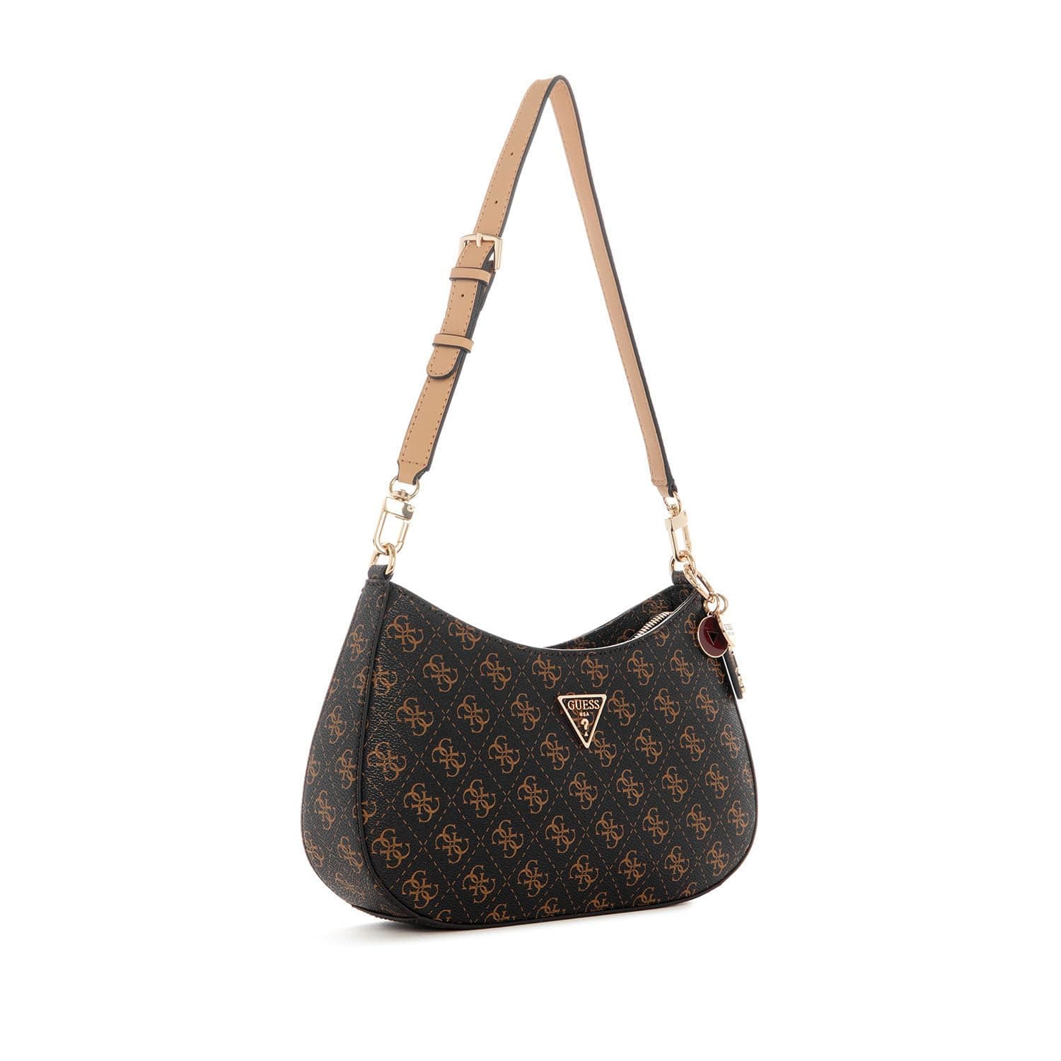 GUESSNoelle Top Zip Shoulder Bag, Brown Logo