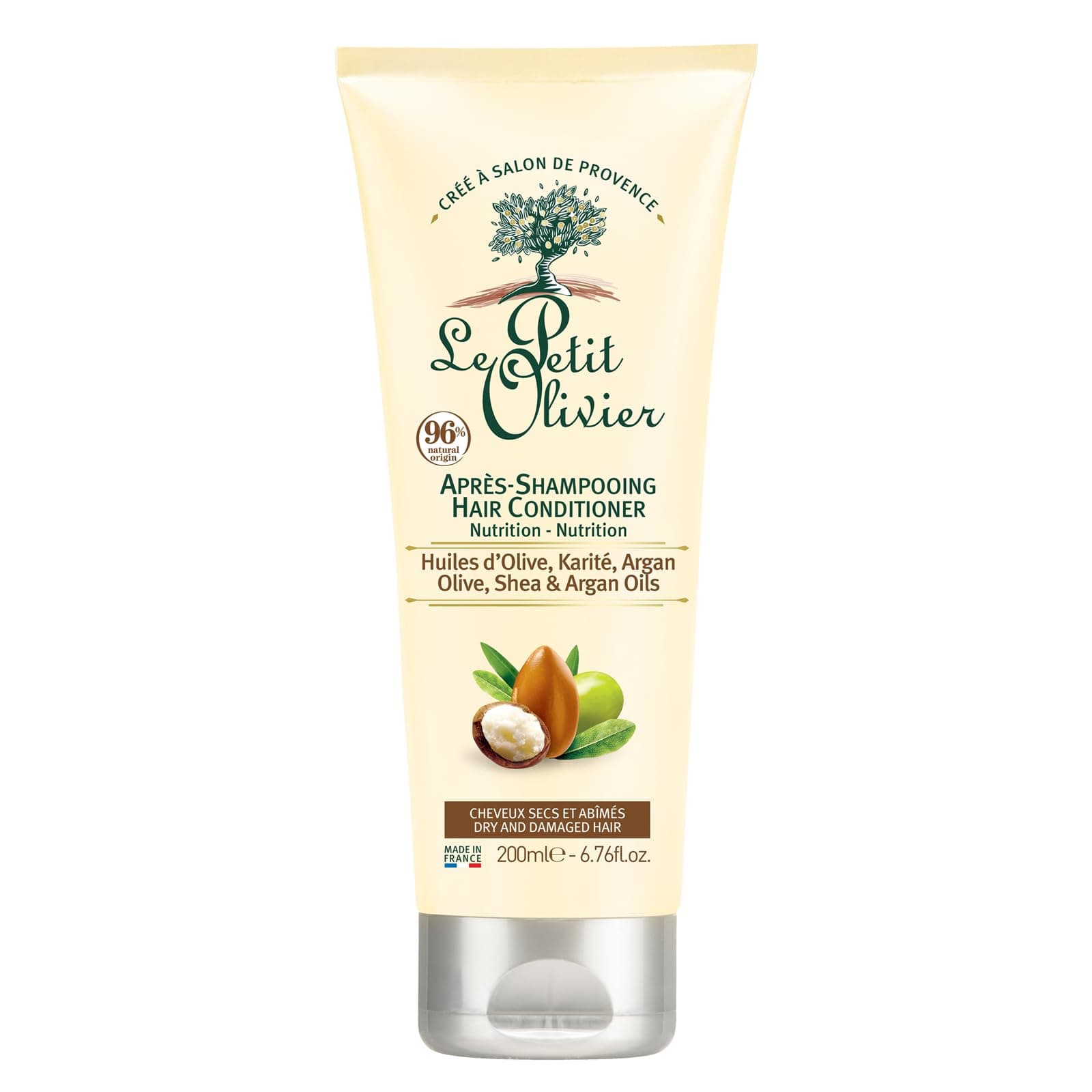 Nutrition Hair Conditioner - Olive, Shea, Argan Oils - Detangles And Repairs - Enhances Softness And Elasticity Of The Hair - Suitable For Dry And Damaged Hair - 6.76 Oz