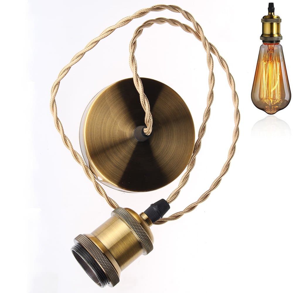 STARRYOL Vintage Ceiling Pendant Light Fitting Kit, Brass Lamp Holder, Fit for E27 Screw Bulb, Perfect for Kitchens,Dining Areas, Bar, Coffee Shop,Living Rooms, Restaurants